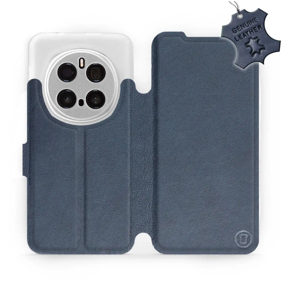 Etui ze skóry naturalnej do Huawei Honor Magic7 Pro 5G - wzór Blue Leather