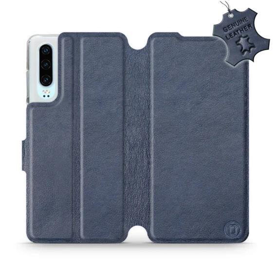 Etui ze skóry naturalnej do Huawei P30 - wzór Blue Leather