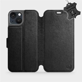 Etui ze skóry naturalnej do Apple iPhone 13 - wzór Black Leather