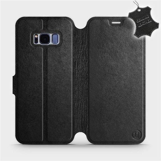 Etui ze skóry naturalnej do Samsung Galaxy S8 - wzór Black Leather