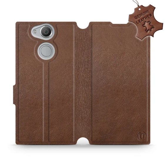 Etui ze skóry naturalnej do Sony Xperia XA2 - wzór Brown Leather