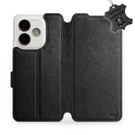Etui ze skóry naturalnej do OPPO A5 Pro 5G - wzór Black Leather