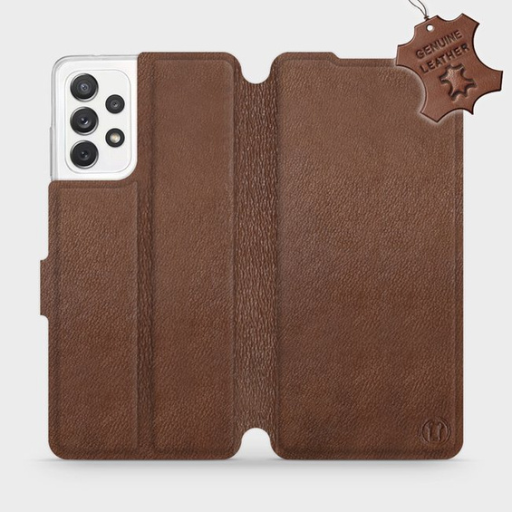 Etui ze skóry naturalnej do Samsung Galaxy A72 - wzór Brown Leather