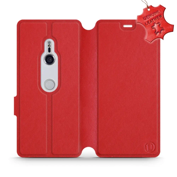 Etui ze skóry naturalnej do Sony Xperia XZ3 - wzór Red Leather