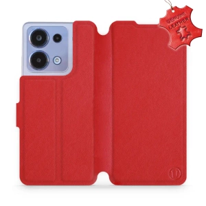 Etui ze skóry naturalnej do Xiaomi Redmi Note 13 4G - wzór Red Leather