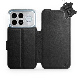 Etui ze skóry naturalnej do Xiaomi Poco F8 Ultra - wzór Black Leather