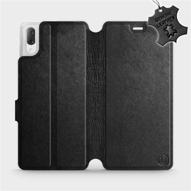 Etui ze skóry naturalnej do Sony Xperia L3 - wzór Black Leather