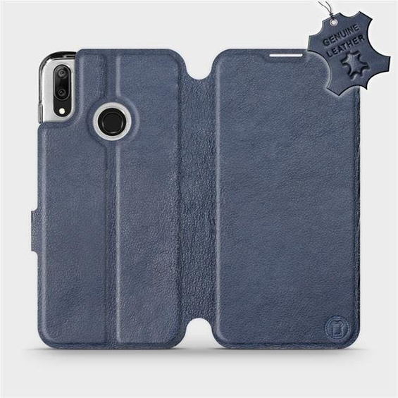 Etui ze skóry naturalnej do Huawei Y7 2019 - wzór Blue Leather