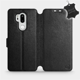 Etui ze skóry naturalnej do LG G7 ThinQ - wzór Black Leather