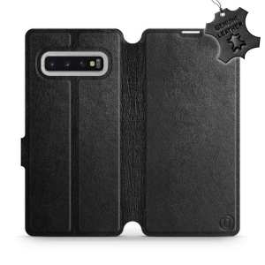 Etui ze skóry naturalnej do Samsung Galaxy S10 Plus - wzór Black Leather