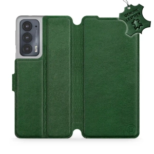 Etui ze skóry naturalnej do Motorola Edge 20 - wzór Green Leather