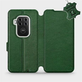 Etui ze skóry naturalnej do Motorola One Zoom - wzór Green Leather