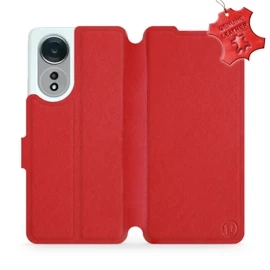 Etui ze skóry naturalnej do OPPO A58 - wzór Red Leather