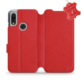 Etui ze skóry naturalnej do Xiaomi Redmi 7 - wzór Red Leather