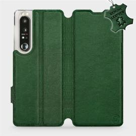 Etui ze skóry naturalnej do Sony Xperia 1 III - wzór Green Leather