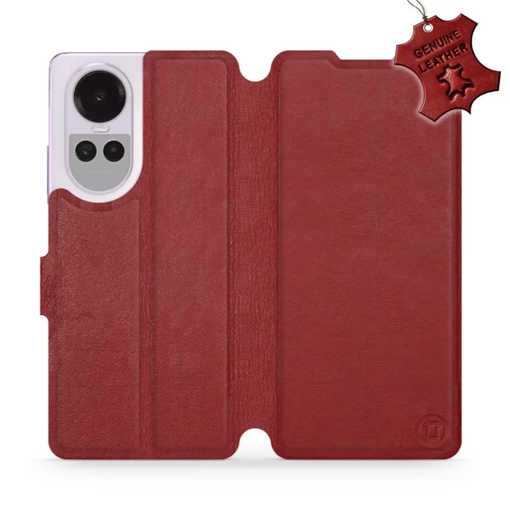 Etui ze skóry naturalnej do OPPO Reno 10 Pro 5G - wzór Dark Red Leather