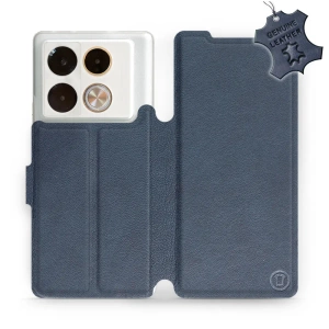 Etui ze skóry naturalnej do Infinix Note 40 Pro Plus - wzór Blue Leather