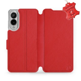 Etui ze skóry naturalnej do Samsung Galaxy S25 Edge - wzór Red Leather