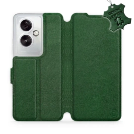 Etui ze skóry naturalnej do OPPO A79 5G - wzór Green Leather