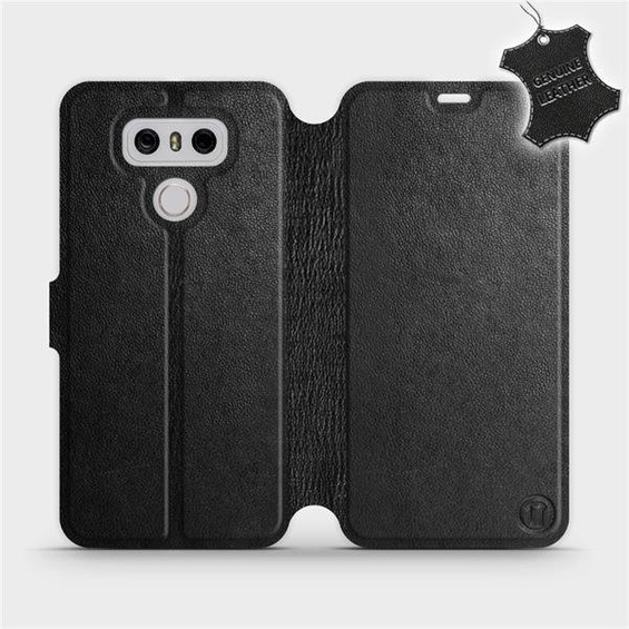 Etui ze skóry naturalnej do LG G6 - wzór Black Leather