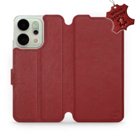 Etui ze skóry naturalnej do OPPO Reno 14 Pro 5G - wzór Dark Red Leather