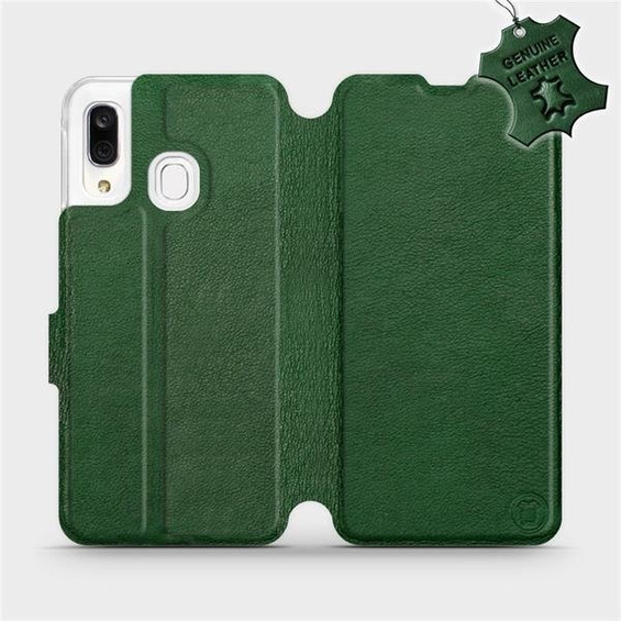 Etui ze skóry naturalnej do Samsung Galaxy A40 - wzór Green Leather