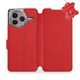 Etui ze skóry naturalnej do Xiaomi POCO F7 Pro 5G - wzór Red Leather
