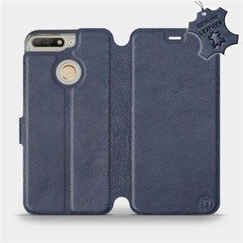Etui ze skóry naturalnej do Huawei Honor 7A - wzór Blue Leather