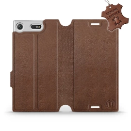 Etui ze skóry naturalnej do Sony Xperia XZ1 Compact - wzór Brown Leather