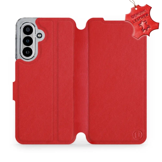 Etui ze skóry naturalnej do Samsung Galaxy A17 5G - wzór Red Leather
