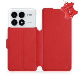Etui ze skóry naturalnej do Xiaomi POCO F6 Pro - wzór Red Leather
