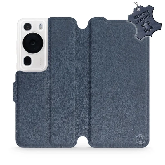 Etui ze skóry naturalnej do Huawei P60 Pro - wzór Blue Leather