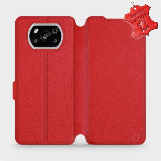 Etui ze skóry naturalnej do Xiaomi POCO X3 NFC - wzór Red Leather