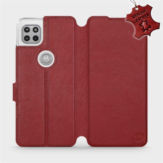 Etui ze skóry naturalnej do Motorola Moto G 5G - wzór Dark Red Leather