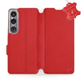 Etui ze skóry naturalnej do Sony Xperia 1 VI - wzór Red Leather