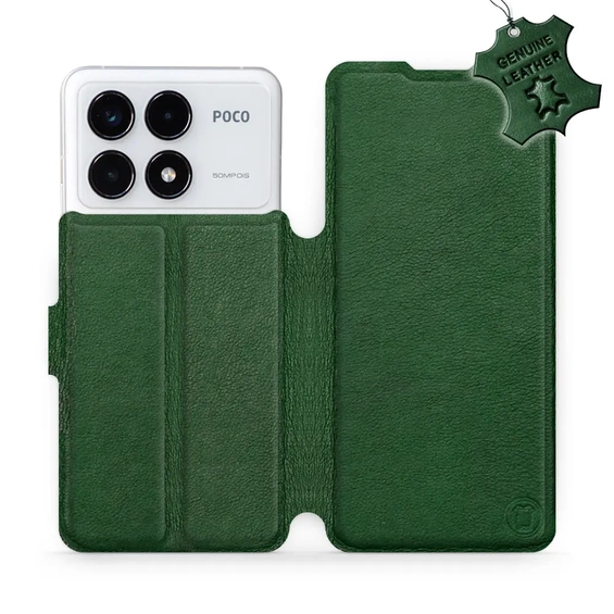 Etui ze skóry naturalnej do Xiaomi POCO F6 Pro - wzór Green Leather