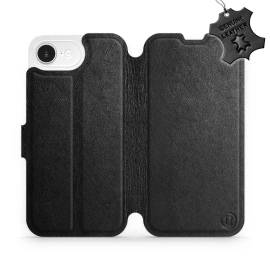 Etui ze skóry naturalnej do Apple iPhone 16e - wzór Black Leather