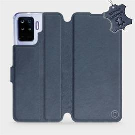 Etui ze skóry naturalnej do OPPO Reno 5 Lite - wzór Blue Leather
