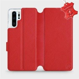 Etui ze skóry naturalnej do Huawei P30 Pro - wzór Red Leather
