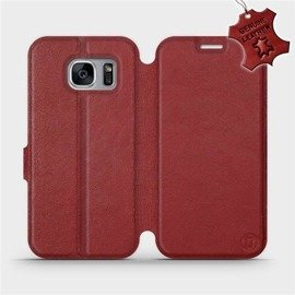 Etui ze skóry naturalnej do Samsung Galaxy S7 Edge - wzór Dark Red Leather
