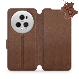 Etui ze skóry naturalnej do Huawei Honor Magic5 Pro 5G - wzór Brown Leather