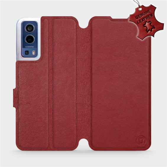 Etui ze skóry naturalnej do Vivo Y52 5G - wzór Dark Red Leather