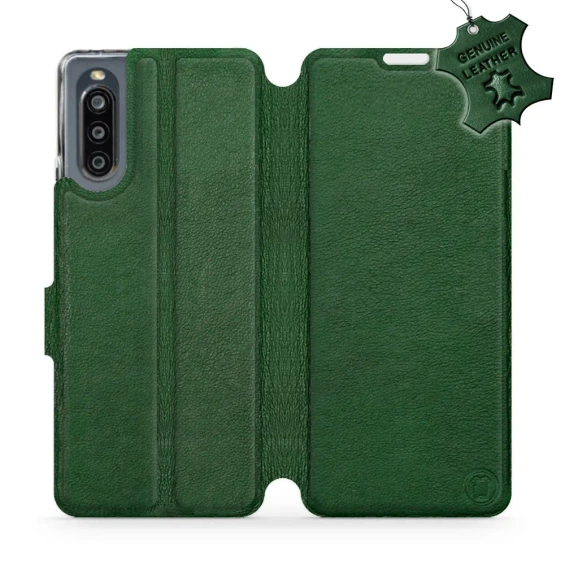 Etui ze skóry naturalnej do Sony Xperia 10 IV - wzór Green Leather