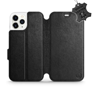 Etui ze skóry naturalnej do Apple iPhone 11 Pro - wzór Black Leather