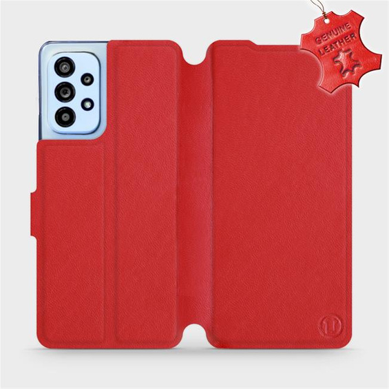 Etui ze skóry naturalnej do Samsung Galaxy A53 5G - wzór Red Leather