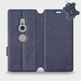 Etui ze skóry naturalnej do Sony Xperia XZ2 - wzór Blue Leather