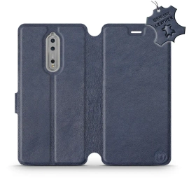 Etui ze skóry naturalnej do Nokia 8 - wzór Blue Leather