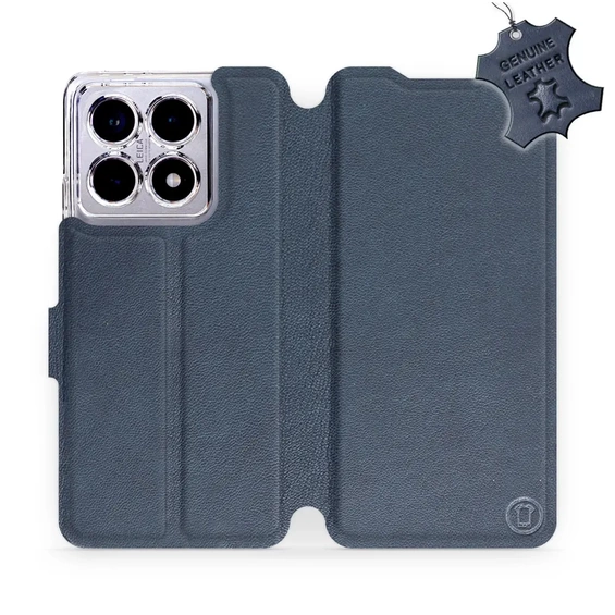 Etui ze skóry naturalnej do Xiaomi 14T - wzór Blue Leather
