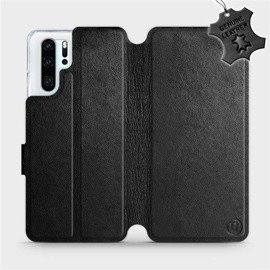 Etui ze skóry naturalnej do Huawei P30 Pro - wzór Black Leather