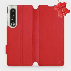 Etui ze skóry naturalnej do Sony Xperia 1 III - wzór Red Leather